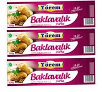 Yorem Filo Pastry Leaves phyllo dough for baklava 480 gram x 3 Packs by Pufai Grocery