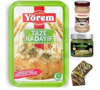 Yorem Kadaifi Pastry Threads Fresh Kadayif Turkish style dessert to use famous dubai chocolate Kataifi 400 Gram by Anthap Pistachio Cream 30% Pistachio + Tahini 300 Gram [ Fresh Guarantee ]