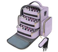 YOREPEK Nail Polish Organizer Holds 72 Bottles, Large Capacity with 3 Removable Pouches and 4 Zippered Pockets for Manicure Tools, Supplies, Nail Lamp, Gift for Women, Purple, 1 Count (Pack of 1),