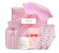 YORFULL Gift Set for Her,Hot Water Bottle Gift Set with 12 oz Hot Chocolate Mug Christmas Socks 17 oz Hot Water Bottle Christmas Gifts for Women Girls