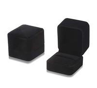 Yorgewd Pack of 2 Ring Boxes, 55 x 50 x 45 mm Velvet Rings Earrings Case Pendant Boxes for Wedding Engagement Valentine's Day (Black)