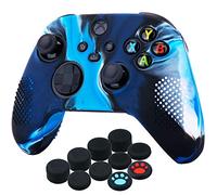 YoRHa Dots Cover Skin Case for Xbox Series X/S Controller x 1(Camouflage Blue) with Thumb Grips x 10