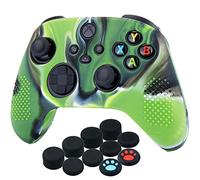 YoRHa Dots Cover Skin Case for Xbox Series X/S Controller x 1(Camouflage Green) with Thumb Grips x 10