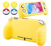 YoRHa Handle Grip Soft Silicone Rubber Protective Cover Case (Mango Yellow) x 1 and Thumbsticks x 4 for Switch Lite - 9.2019 Slim Model
