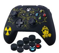 YoRHa Laser Carving Silicone Cover Skin Case for Xbox One S/Xbox One X Controller x 1(Radiation) with Thumb Grips x 10