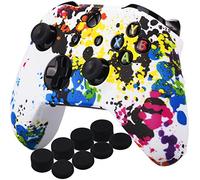 YoRHa Printing Rubber Silicone Cover Skin Case for Xbox One S/X Controller x 1(Graffiti) With PRO Thumb Grips x 8
