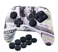 YoRHa Studded Transfer Pringt Silicone Cover Skin Case Only for OFFICIAL Switch Pro Controller x 1(US dollar) With Pro Thumb Grips x 8