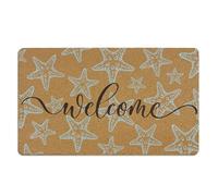 Yorhifa Coastal Beach Starfish Coir Door Mat, Beach House Home Decor, Ocean Welcome Mats for Front Door, Coastal Marine Biology Ocean Coir Doormat Rug for Porch Entryway Home Decor 17x30inches