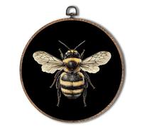 Yorhifa Dark Cottagecore Bee Framed Wall Art, Bumblebee Round Wall Art, Honeybee Round Walls Decor, Insect Bumble Bees Circle Canvas Artwork Hanging Decor, 10x10in