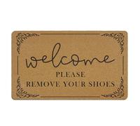 Yorhifa Funny Coir Door Mat, Funny Shoes Off Welcome Mats for Front Door, Welcome Please Remove Your Shoes Coir Doormat Rug for Porch Entryway Home Decor 17x30inches