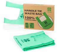 YORJA 6L Tie Handles Compost Caddy Liners 120 Count, 100% Biodegradable Kitchen Bin Bags, Compostable Food Waste Bags with Europe EN13432 & ASTM D6400