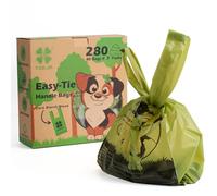 YORJA Tie Handles Dog Poo Bags, 280 Pet Poop Bags, Thick and Strong 100% Leak-Proof Biodegradable Cat Litter Waste Bags (Green)