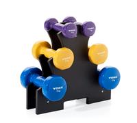 York Fitness 12kg Vinyl Dipped Dumbbell Set with Stand