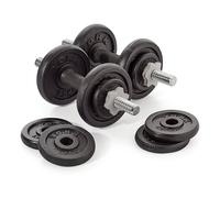 York 20kg Cast Iron Dumbbell Weight Set Home Gym Lifting with Collars - Black