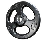 York 20kg Olympic Weight Plates with Rubber Finish 2'' Opening and Tri-Grips, Black Barbell Plates Discs for Lifting and Strength Training, Solid Cast Iron Core Weights