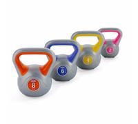York Fitness Vinyl Kettlebells Set - Home Gym Equipment Perfect for Bodybuilding Weight Lifting Training Kettlebells - Pack of 4, 20kg, Orange/Blue/Yellow/Pink