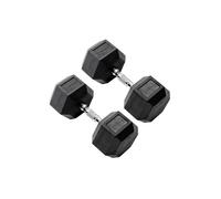 York 22.5kg Commercial Rubber Hex Dumbbells in Black York Black