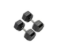 York 27.5kg Commercial Rubber Hex Dumbbells in Black York Black