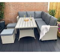 Outdoor Living The York 8 Seat Grey Rattan Corner Sofa Dining Set Outdoor Living Grey
