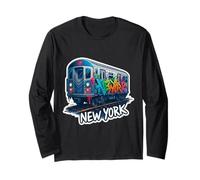 York Art Poster NYC Metro car Street Scene Long Sleeve T-Shirt