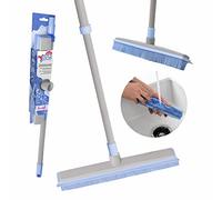 York Bacteria Stop Rubber Broom with Handle - Foldable Broom with Adjustable Height Care Your Home Today - Scrubber with Handle, Grey Blue