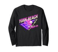 York Beach Maine 80s Retro Coastal ME Vacation Souvenir Long Sleeve T-Shirt
