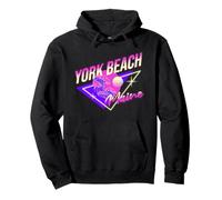 York Beach Maine 80s Retro Coastal ME Vacation Souvenir Pullover Hoodie
