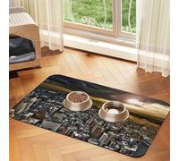 York City Sunset Picture Patterned Pet Feeding Mat with Water-Absorbing PU Top & Rubber Base - Anti-Slip Dog Cat Food Mat for Cats, Dogs & Pets, 30x45cm