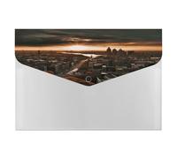 York City Sunset Picture Plastic Envelopes with Snap Closure Poly Folders for Document Reusable File Bags A4 Letter Size Document Holder Office Supplies Organization Storage