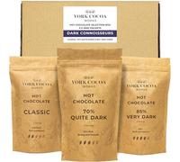 York Cocoa Works Dark Hot Chocolate Selection Pack, Classic, 70% and 85% Dark, 3 x 200g