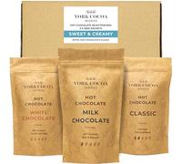 York Cocoa Works Hot Chocolate Selection Pack, White, Milk and Classic, 3 x 200g