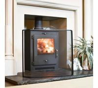 "York" Contemporary Curved Black Fireguard Fire Screen with Handle - Classic Style Mesh Guard for Log Burners & Open Fires - Spark & Debris Protection