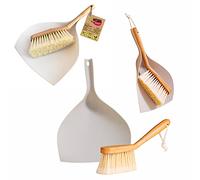 York Eco Natural Hand Brush and Shovel Bamboo with Rubber Edge Broom and Dustpan Set Dustpan 34 x 34 x 7 cm