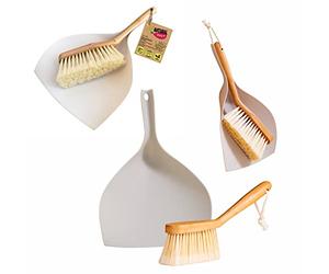 York Eco Natural Hand Brush and Shovel Bamboo with Rubber Edge Broom and Dustpan Set Dustpan 34 x 34 x 7 cm