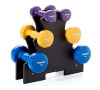 York Fitness 12kg Vinyl Dipped Dumbbell Set with Stand