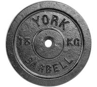 York Fitness 15kg Single Standard Cast Iron Disc Plate Designed to fit 1" bars