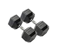 York Fitness Rubber Hex Dumbbells (Single) - Black, 25kg