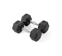 York Fitness Unisex Rubber Hex Dumbbells (Pair), Black, 7.5kg