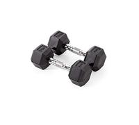 York Fitness Rubber Hex Dumbbells (Pair) - Black, 5kg
