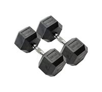 York Fitness Rubber Hex Dumbbells - Pair Of 25Kg For Ultimate Strength Training