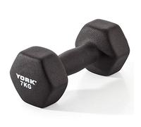 York Fitness Single Neoprene Hex coating Dumbbell, Black, 7 kg