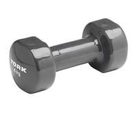 York Fitness Single Vinyl Dipped Dumbbell (Fitbell), Grey, 4 Kg