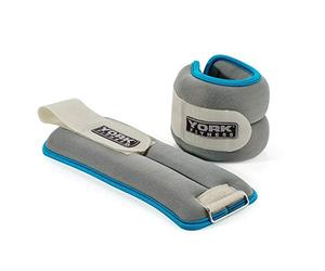 York Fitness Soft Ankle / Wrist Weights Pair Light Blue 2 x 2 KG