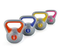 York Fitness Vinyl Kettlebells Set - Home Gym Equipment Perfect for Bodybuilding Weight Lifting Training Kettlebells - Pack of 4, 20kg, Orange/Blue/Yellow/Pink