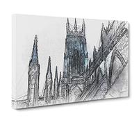 York Minster In Abstract Modern Art Canvas Wall Art Print Ready to Hang, Framed Picture for Living Room Bedroom Home Office Décor, 20x14 Inch (50x35 cm)