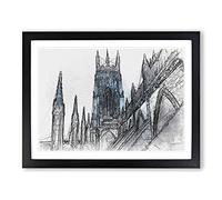 York Minster In Abstract Modern Art Framed Print | A2 Black Framed Wall Art | Ready to Hang | Abstract Fantasy Picture | Living Room Bedroom Lounge Office