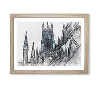York Minster In Abstract Modern Art Framed Print | A4 Oak Framed Wall Art | Ready to Hang | Abstract Fantasy Picture | Living Room Bedroom Lounge Office