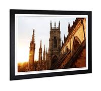 York Minster Sunset Framed Wall Art Print A2 Black