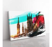 York Minster Sunset V2 Modern Canvas Wall Art Print Ready to Hang, Framed Picture for Living Room Bedroom Home Office Décor, 60x40 cm (24x16 Inch)