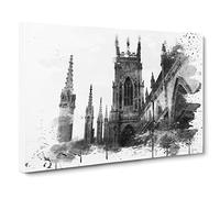York Minster Sunset V4 Modern Canvas Wall Art Print Ready to Hang, Framed Picture for Living Room Bedroom Home Office Décor, 24x16 Inch (60x40 cm)